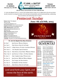 pentecost Sunday June 8